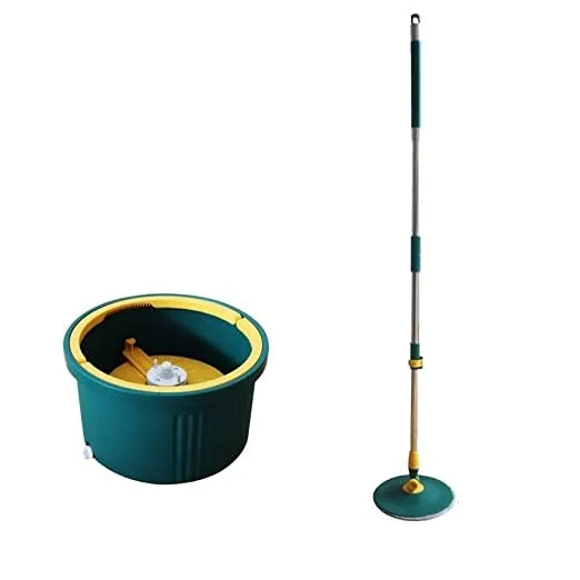 Single Bucket 360° Auto Spin Mop with Handle - Microfiber Pad, Separate Water and Uniform Cleaning &