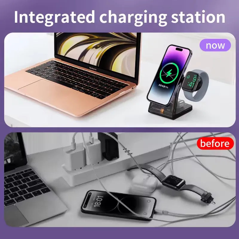 3-in-1 15W Magnetic Wireless Mobile & Watch & Earpods Charging Station Dock