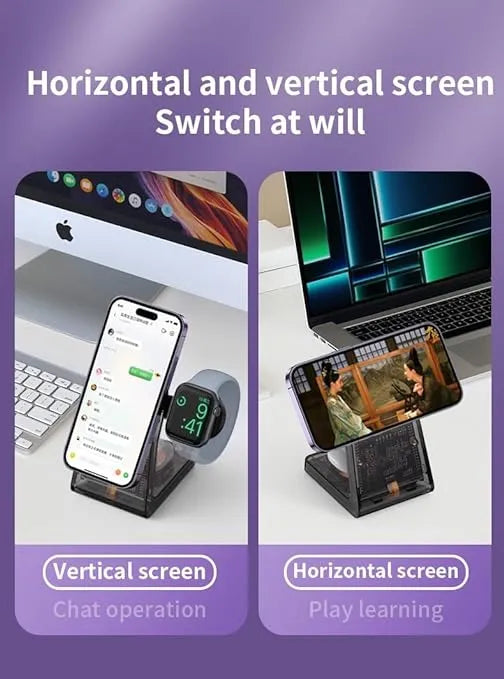 3-in-1 15W Magnetic Wireless Mobile & Watch & Earpods Charging Station Dock