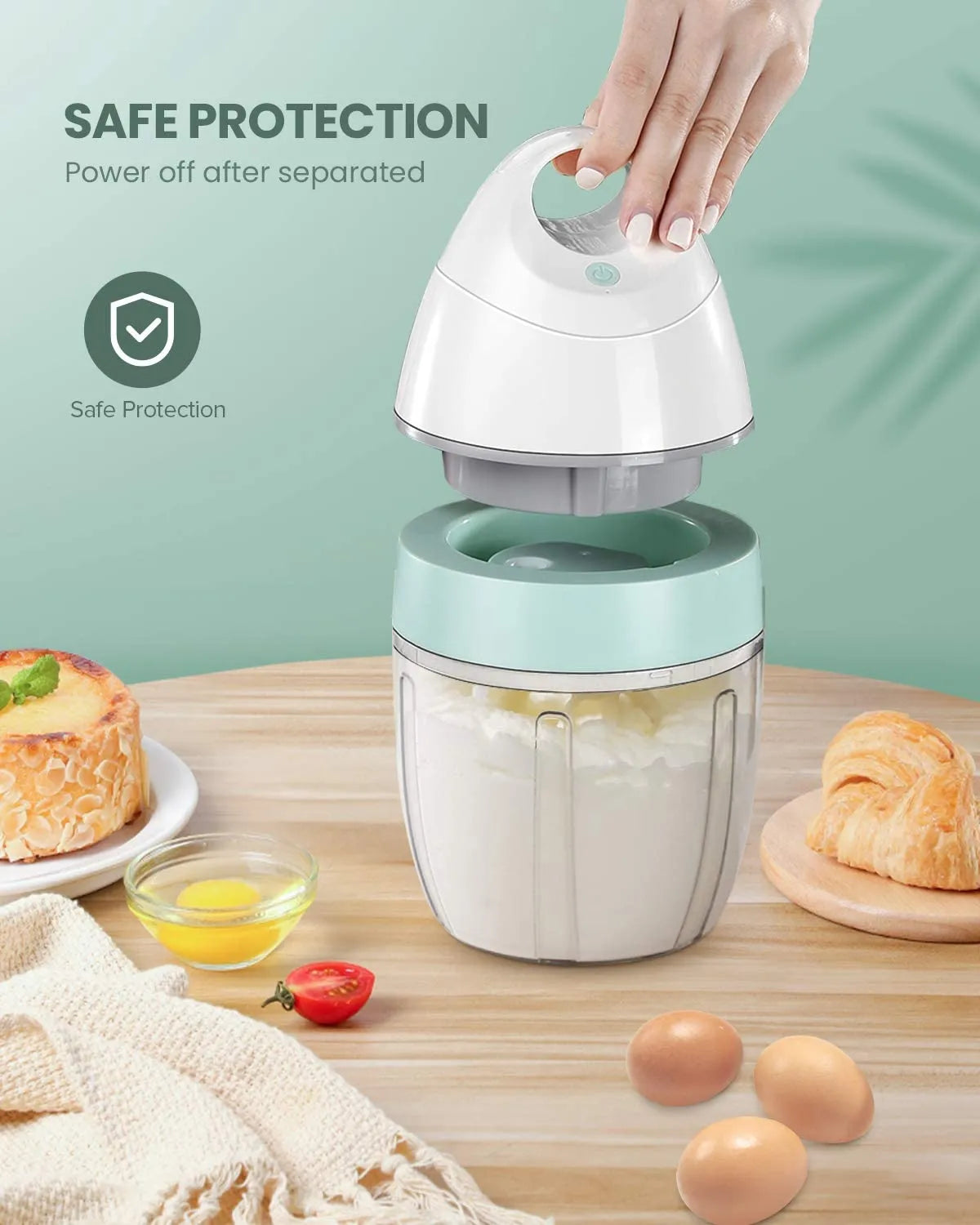 800ml Wireless Electric Egg Mixer Beater Whipper Whisk for Baking