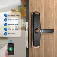 Intelligent Smart Door Lock - Electronic Lock Digital Door with Wifi and Biometric Fingerprints (Tuya App Compatible)