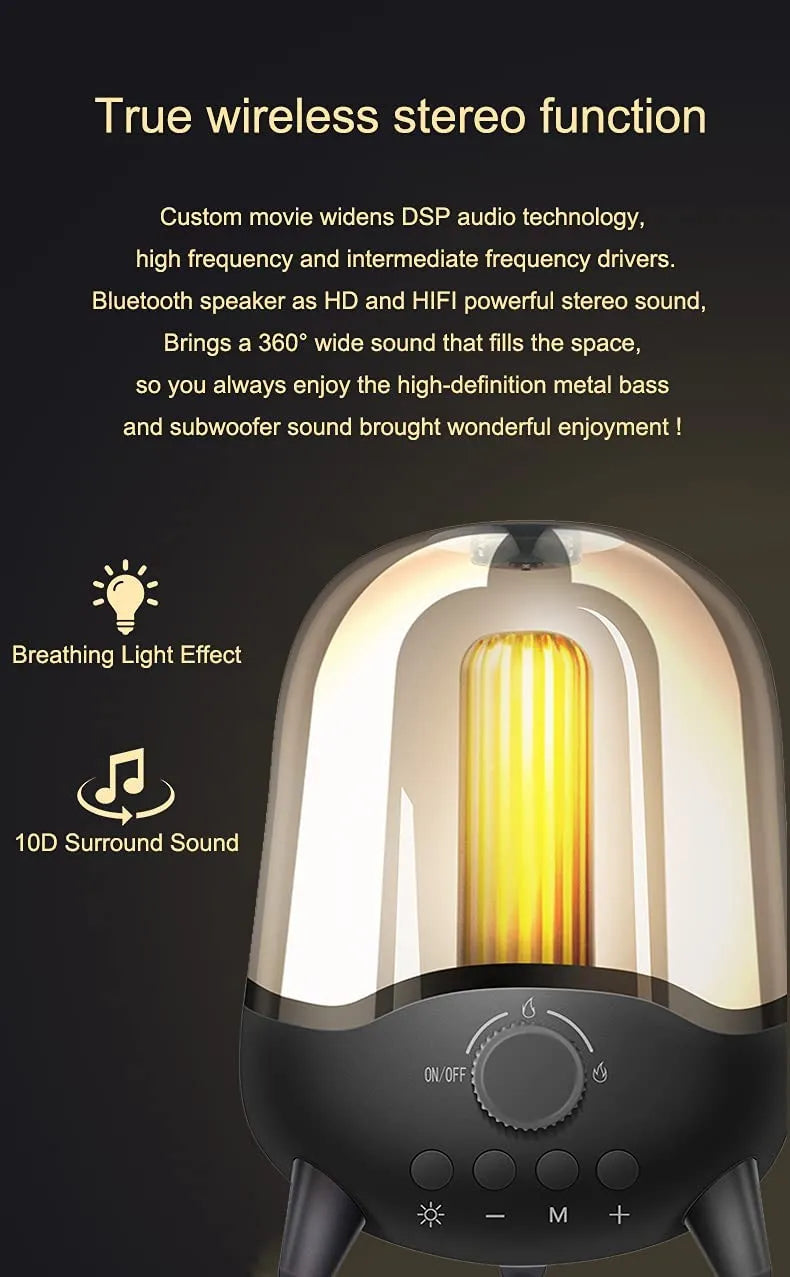 Elegant Portable HD Loud Stereo Bluetooth Speaker with Night Light