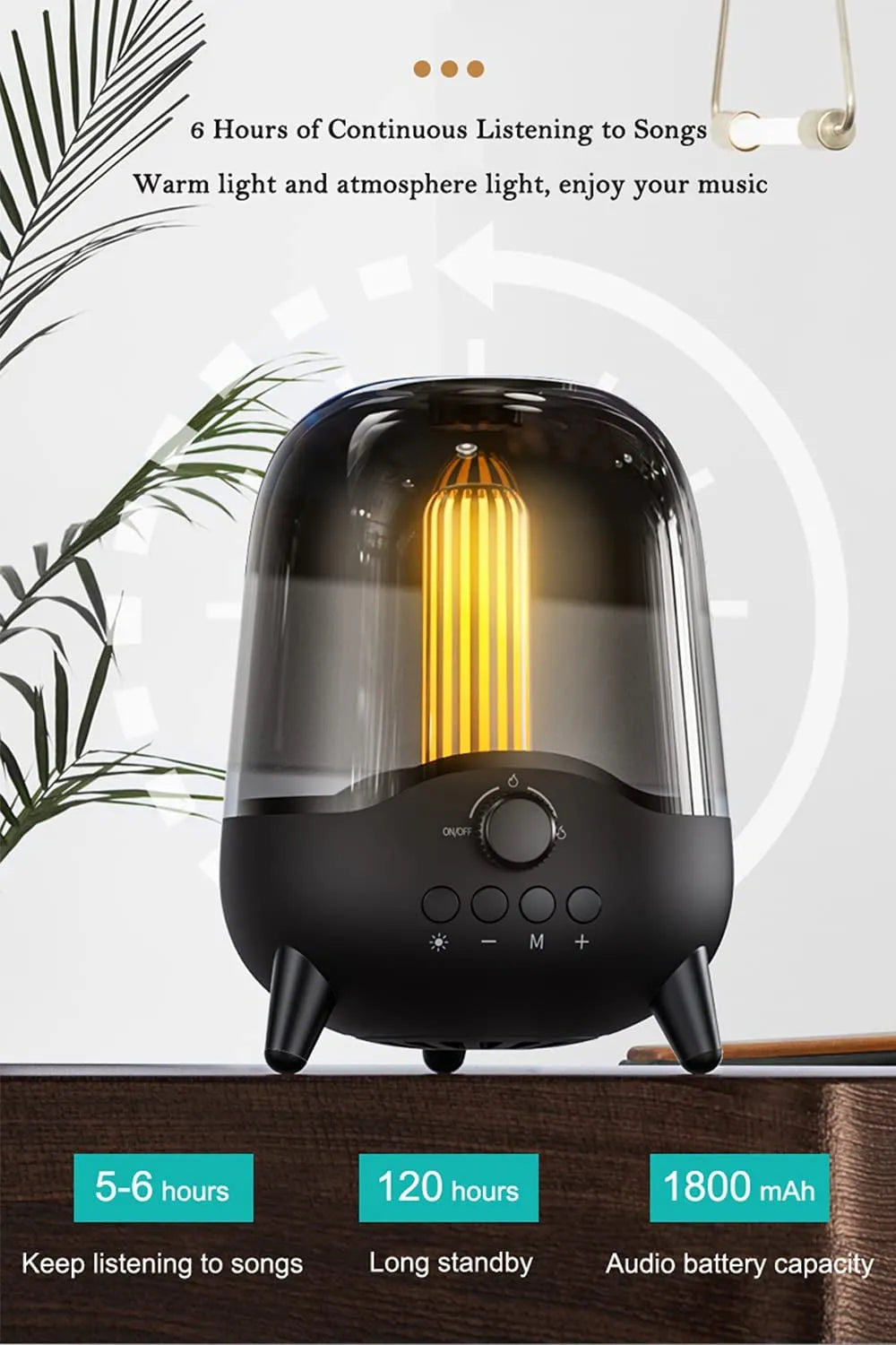 Elegant Portable HD Loud Stereo Bluetooth Speaker with Night Light