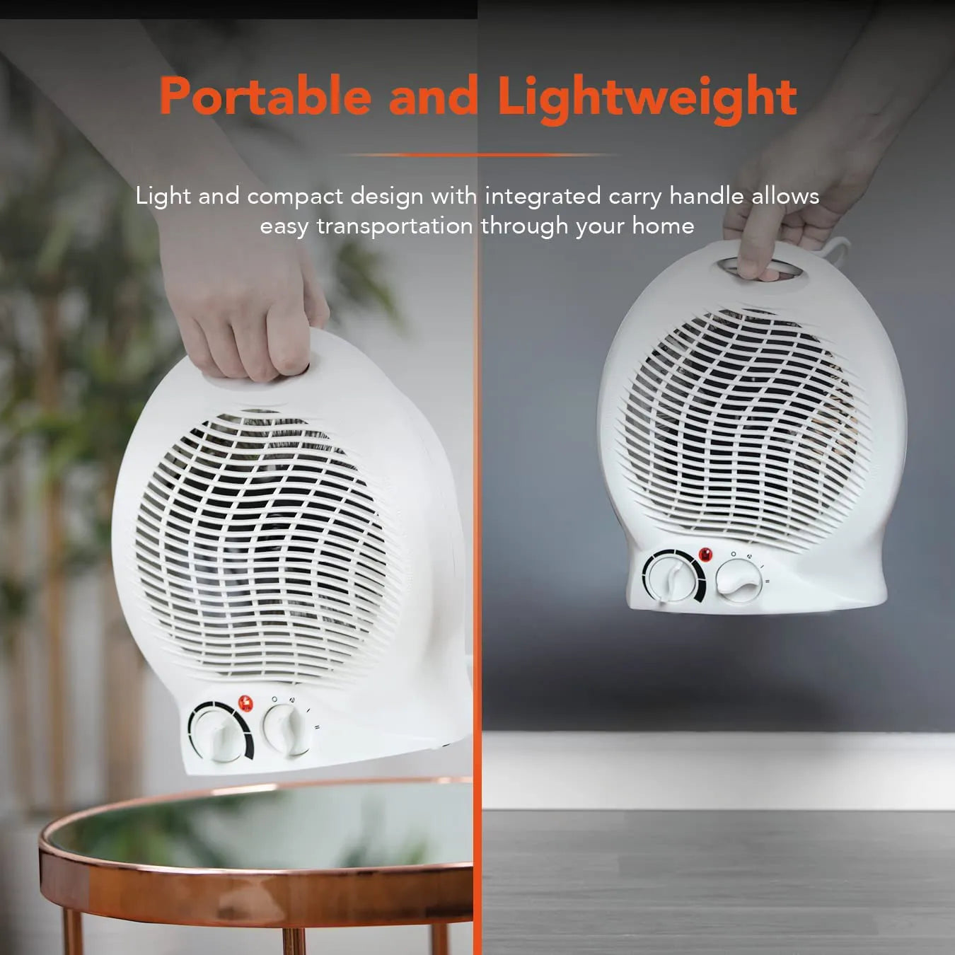 2000W Mini Desktop Portable Heater Fan with Power Indicator and 3 Heating Modes