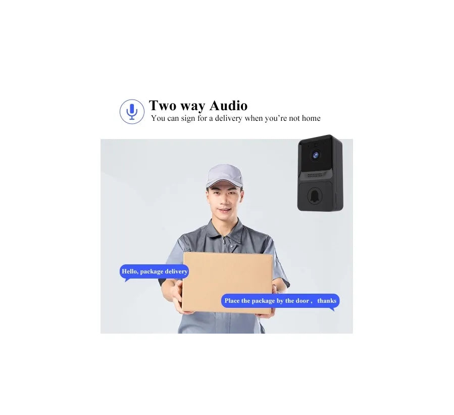Smart Wireless Mini Security Doorbell Camera with Two Way Audio | High Resolution | Night Vision