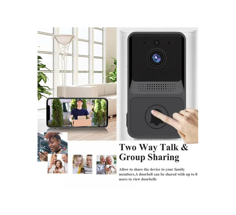 Smart Wireless Mini Security Doorbell Camera with Two Way Audio | High Resolution | Night Vision