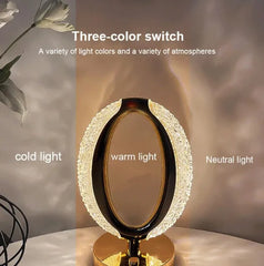 Elegant Romantic Round Eye Night Light Touch Table Lamp with Acrylic Crystal Design for Home and Off