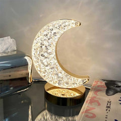 Exquisite Romantic Moon Night Light Touch Table Lamp with Acrylic Crystal Design for Home and Office