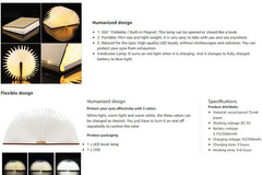 Wooden Folding Book Lamp - USB Rechargeable Book Shaped Light & LED Table Lamp with Magnetic Design