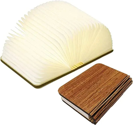 Wooden Folding Book Lamp - USB Rechargeable Book Shaped Light & LED Table Lamp with Magnetic Design