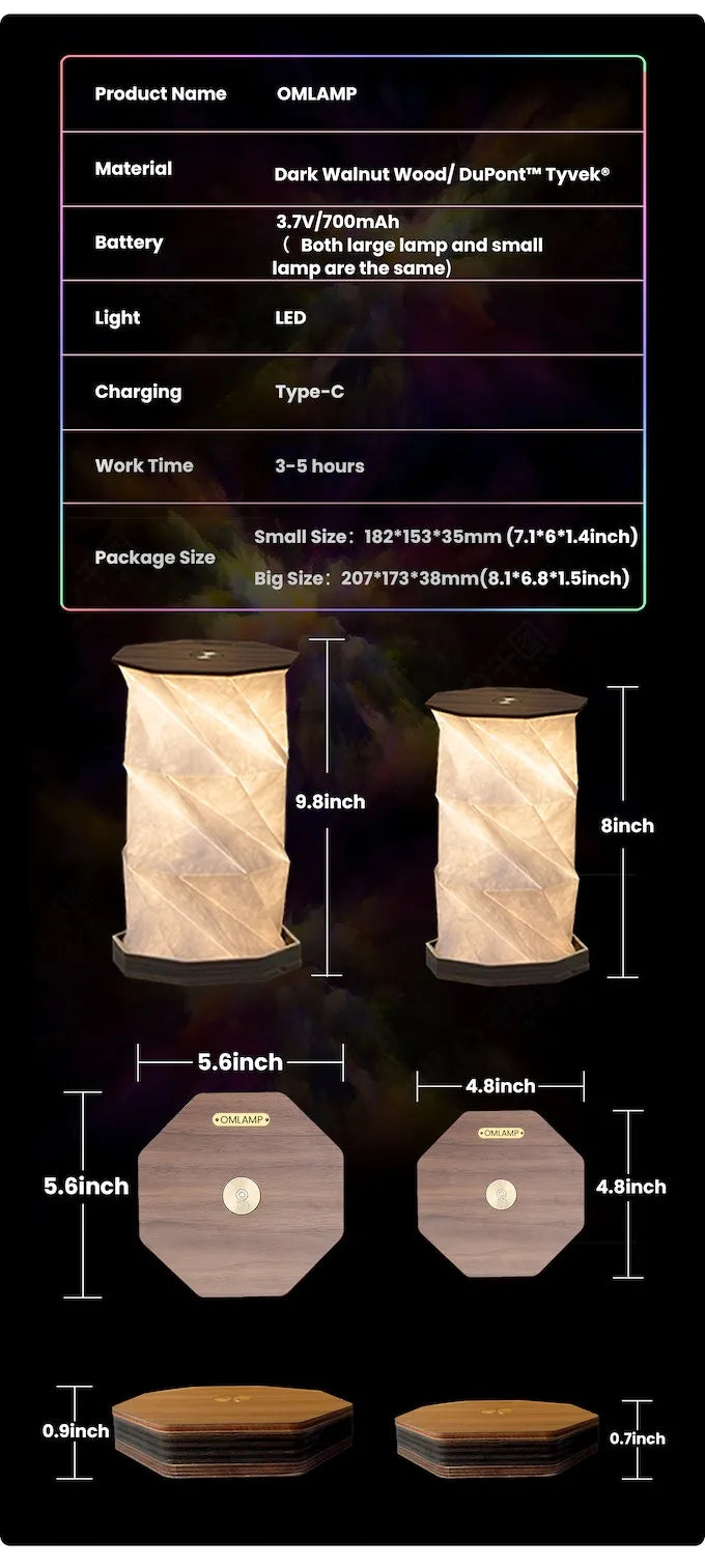 Elegant Foldable Paper Lamp LED Night Light