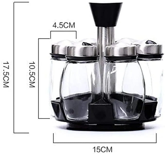 6 pcs Rotating Condiment Spice Jars Set for Kitchen