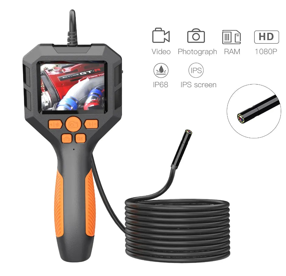 Waterproof Industrial Endoscope Borescope Camera with 2.8-inch LCD Display, 10 Meter Cable and Adjus