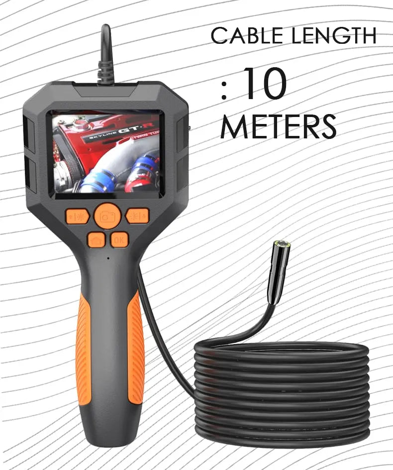 Waterproof Industrial Endoscope Borescope Camera with 2.8-inch LCD Display, 10 Meter Cable and Adjus