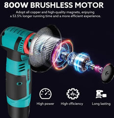 Powerful 12V Portable Mini Cordless Angle Grinder with Brushless Motor, Spindle Lock, Rechargeable