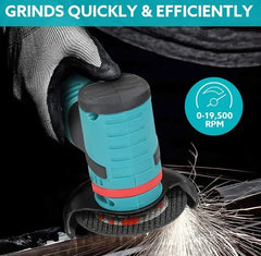 Powerful 12V Portable Mini Cordless Angle Grinder with Brushless Motor, Spindle Lock, Rechargeable