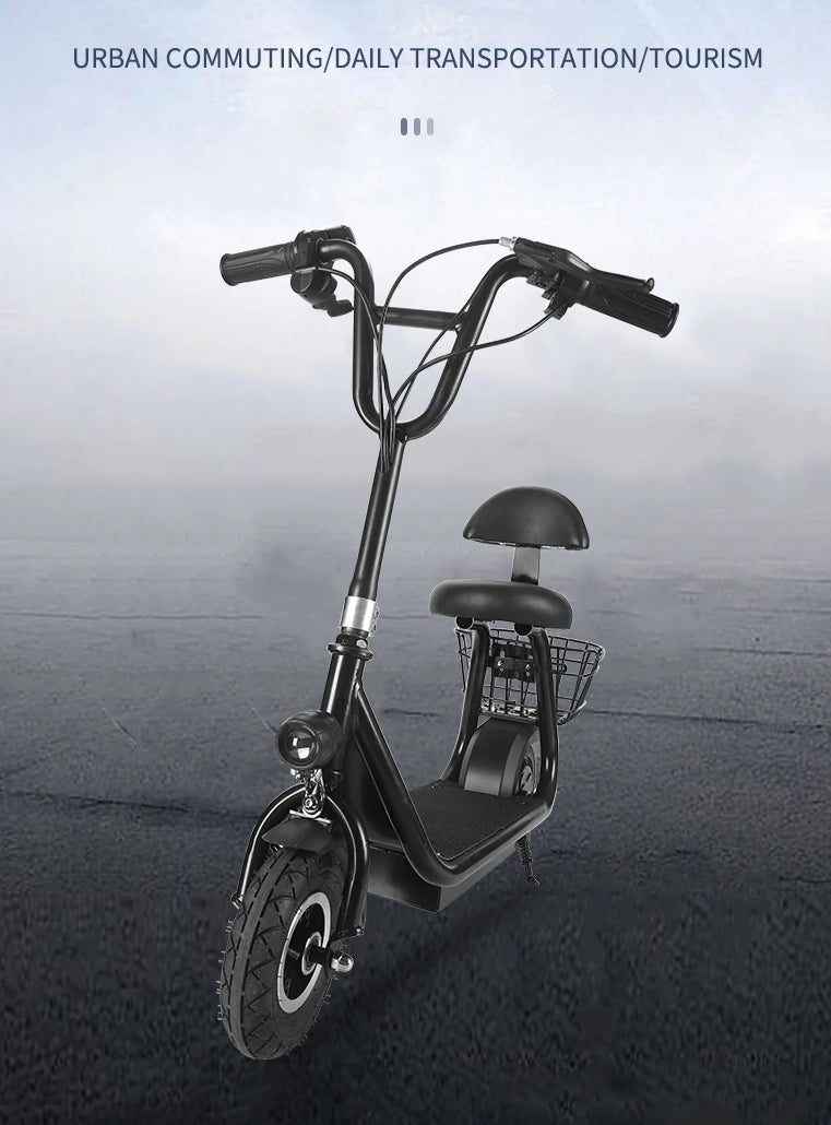 ProRide Mini Electric Scooter with Seat & Carrying Basket