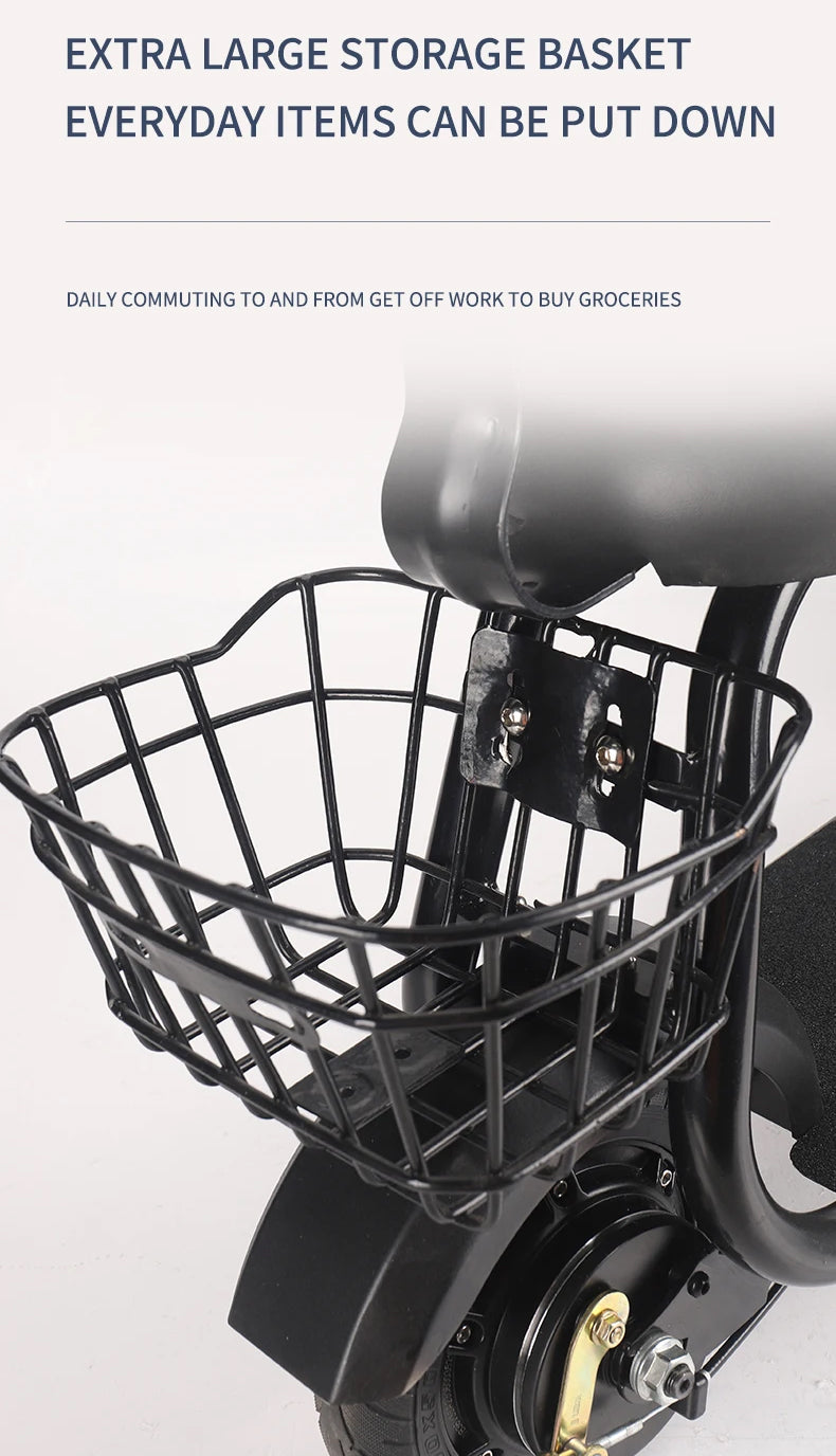 ProRide Mini Electric Scooter with Seat & Carrying Basket