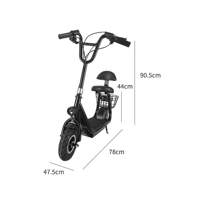 ProRide Mini Electric Scooter with Seat & Carrying Basket