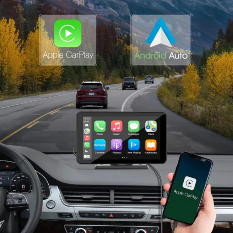 Universal 7-inch Touch Screen Car Video Player with Apple CarPlay and Android Auto Integration - GPS, Bluetooth & much more