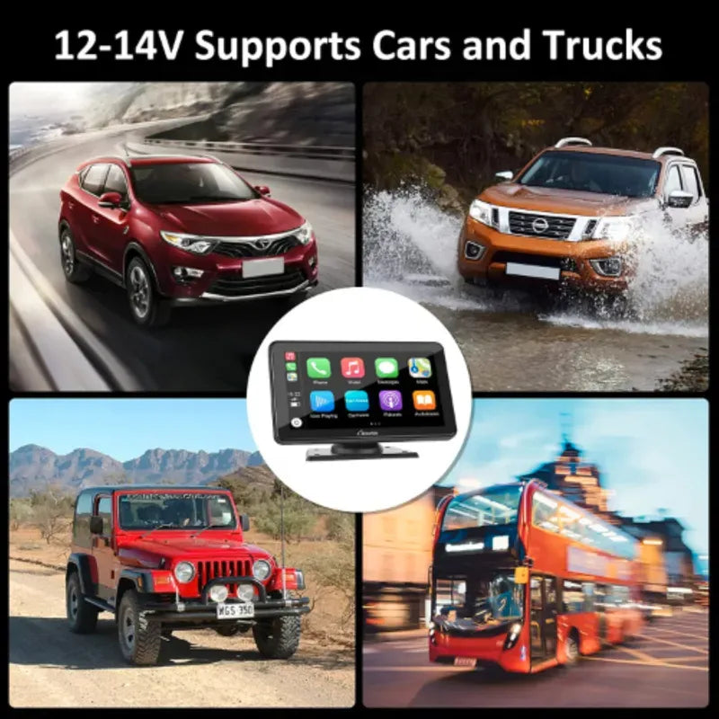 Universal 7-inch Touch Screen Car Video Player with Apple CarPlay and Android Auto Integration - GPS, Bluetooth & much more