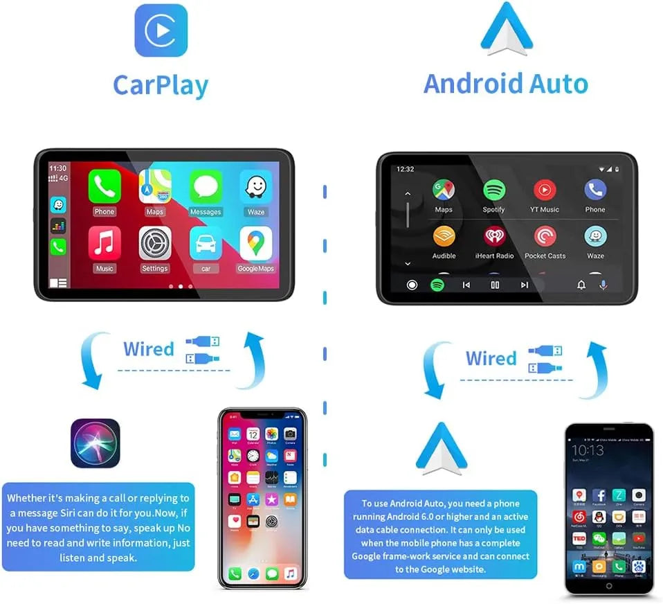 Universal 7-inch Touch Screen Car Video Player with Apple CarPlay and Android Auto Integration - GPS, Bluetooth & much more