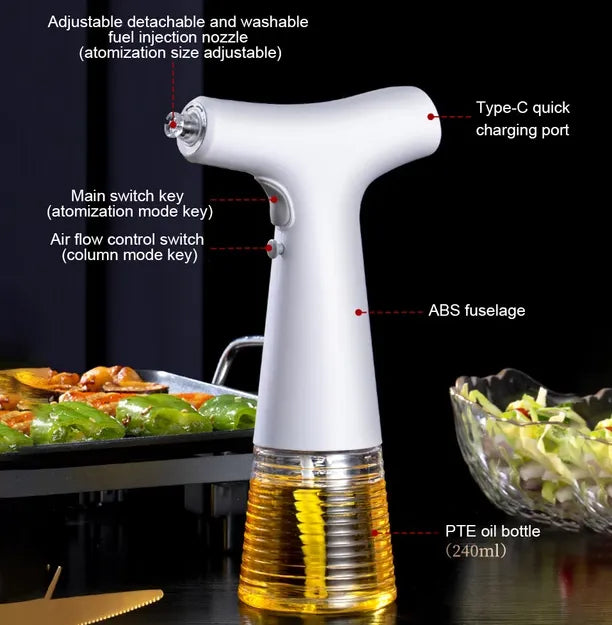 Portable Rechargeable Electric Oil Dispenser Spray Bottle for Kitchen Cooking and Barbecue with Leak