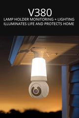 Wireless LED Light WiFi Security Bulb Camera HD 3MP, Two-Way Audio, Motion Detection, Cloud Storage, Night Vision - Smart Home Surveillance System
