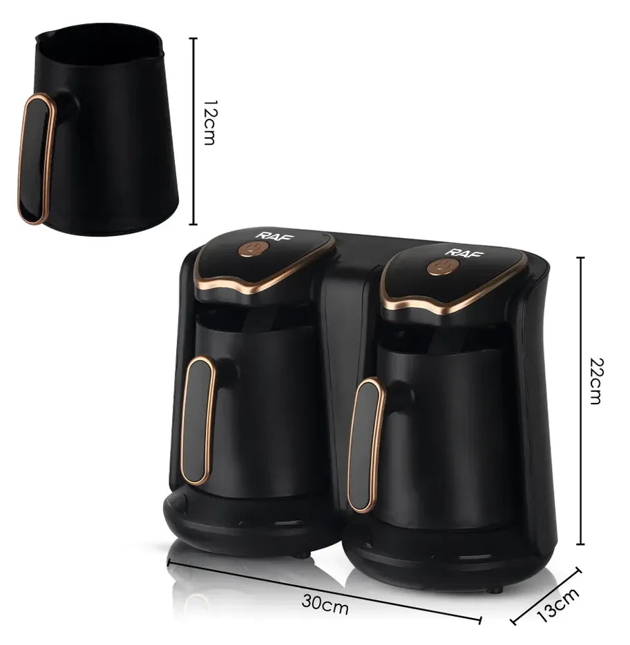 RAF 1,200W Portable Electric Automatic Dual Turkish Coffee Pot Machine - 1 Litre