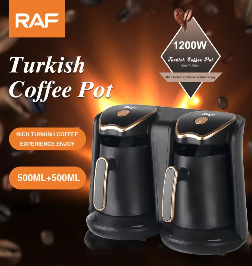 RAF 1,200W Portable Electric Automatic Dual Turkish Coffee Pot Machine - 1 Litre
