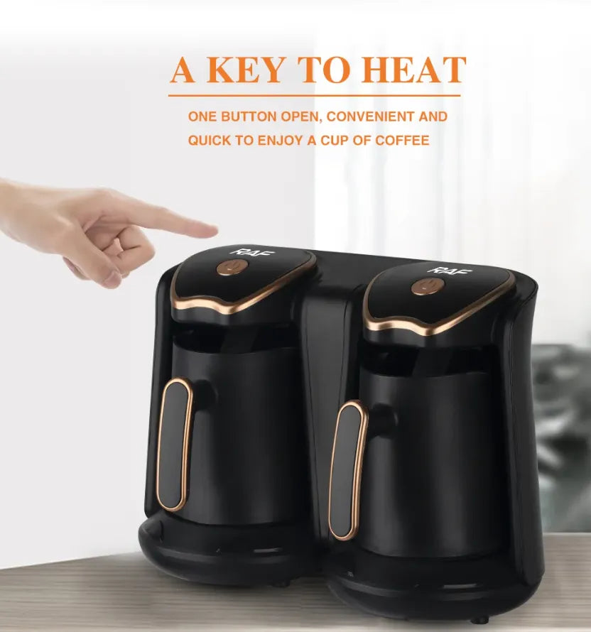 RAF 1,200W Portable Electric Automatic Dual Turkish Coffee Pot Machine - 1 Litre
