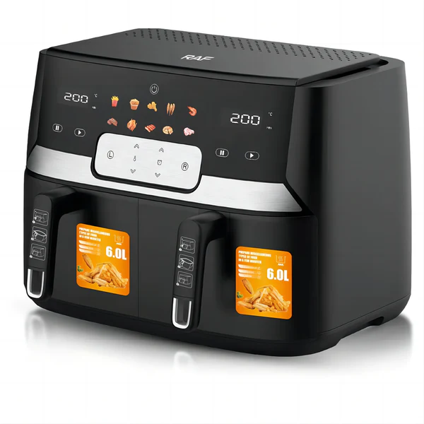 RAF 9L Dual-Basket Smart Air Fryer with 360° Air Circulation Technology - 1700W
