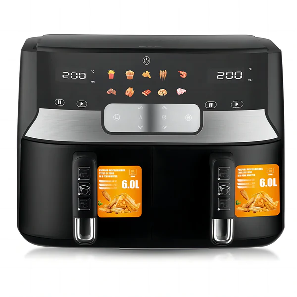 RAF 9L Dual-Basket Smart Air Fryer with 360° Air Circulation Technology - 1700W