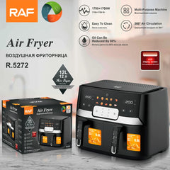 RAF 9L Dual-Basket Smart Air Fryer with 360° Air Circulation Technology - 1700W