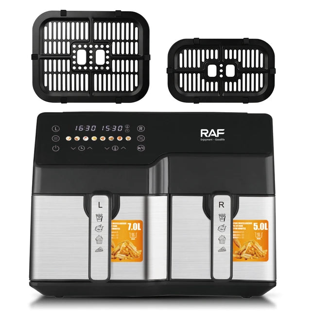 RAF 6L + 4L Dual Baskets Digital Air Fryer with 2-Zone Cooking & LCD Display - 2500W