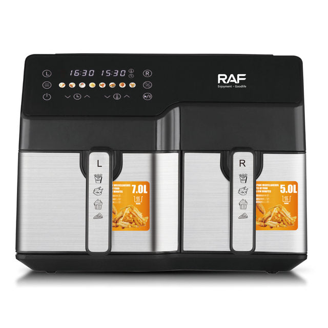 RAF 6L + 4L Dual Baskets Digital Air Fryer with 2-Zone Cooking & LCD Display - 2500W