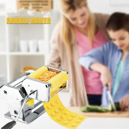 RAF Stainless Steel Ravioli Maker with Adjustable Dough Roller for Homemade Pasta, Dumplings & Samosas