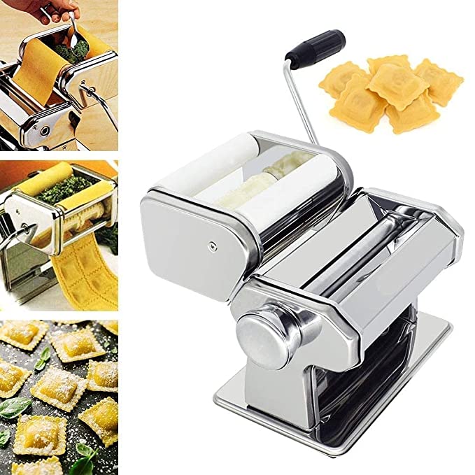 RAF Stainless Steel Ravioli Maker with Adjustable Dough Roller for Homemade Pasta, Dumplings & Samosas