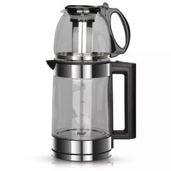 RAF 0.8L + 2L 2-in-1 Double Glass Samovar Electric Kettle with 360° Rotating Power Base for Instant