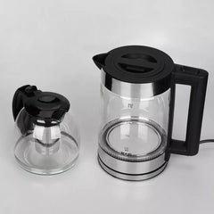 RAF 0.8L + 2L 2-in-1 Double Glass Samovar Electric Kettle with 360° Rotating Power Base for Instant