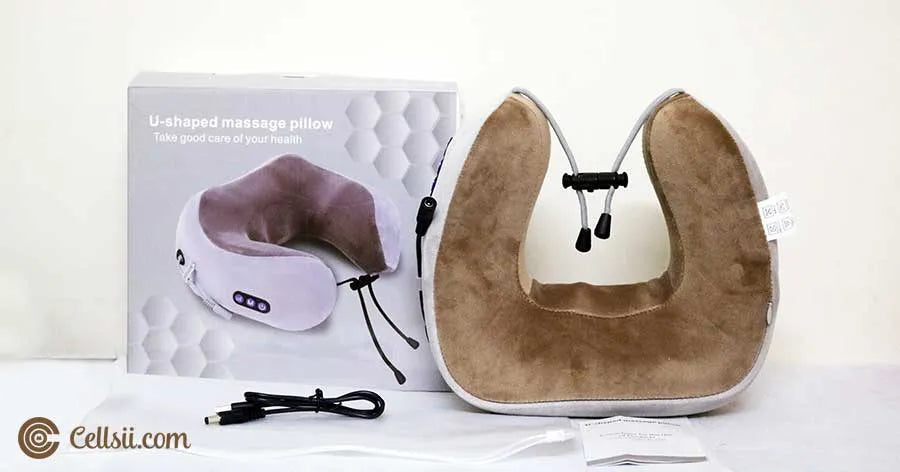 U-Shaped Portable Multifunctional Electric Neck Massage Travel Pillow for Relaxation - Cordless & Re