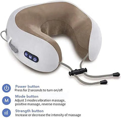 U-Shaped Portable Multifunctional Electric Neck Massage Travel Pillow for Relaxation - Cordless & Re