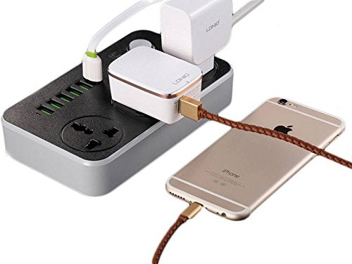 LDNIO Advanced Power Strip with 3 AC Outlets, 6 USB Ports, Surge Protection & 2-Meter Cable - 2500W