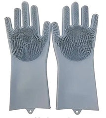 Silicon Cleaning Gloves with Flexible Bristles, Anti-slip Surface and Easy to Store Design