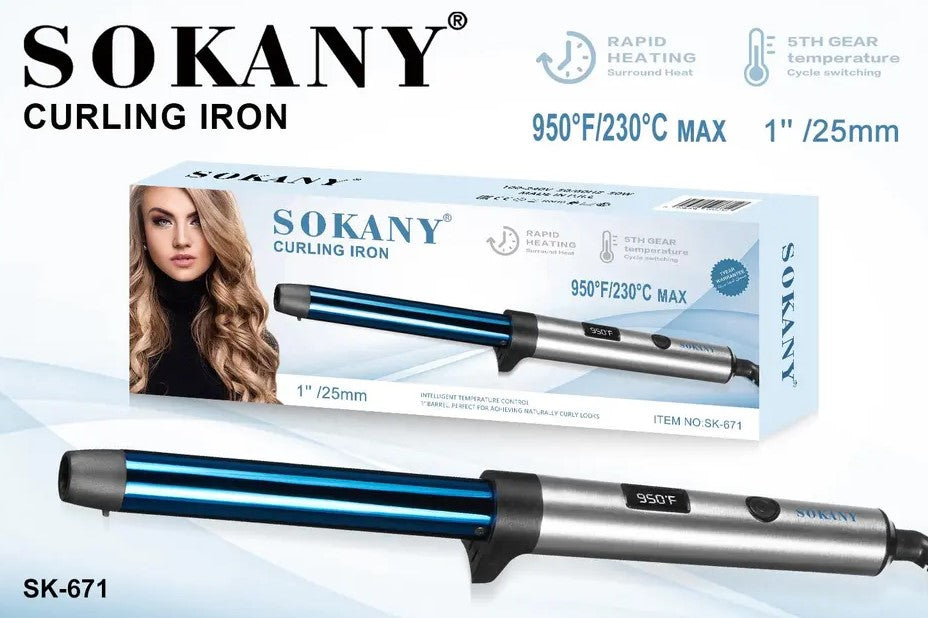 Sokany Hair Curling Iron with Nano Titanium Technology, Digital Temperature Control, and Rapid Heating