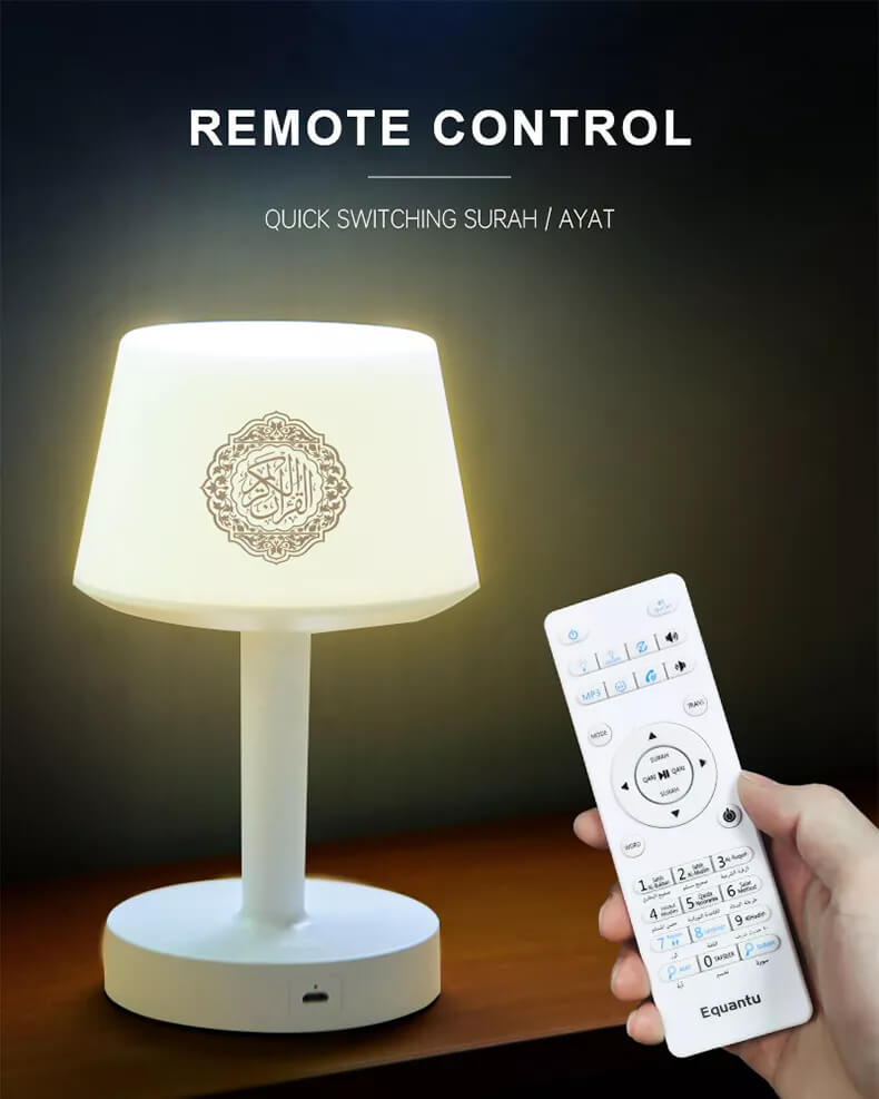 Quran Bluetooth Speaker Desk Lamp with Multicolor Lighting, Touch Function & Remote