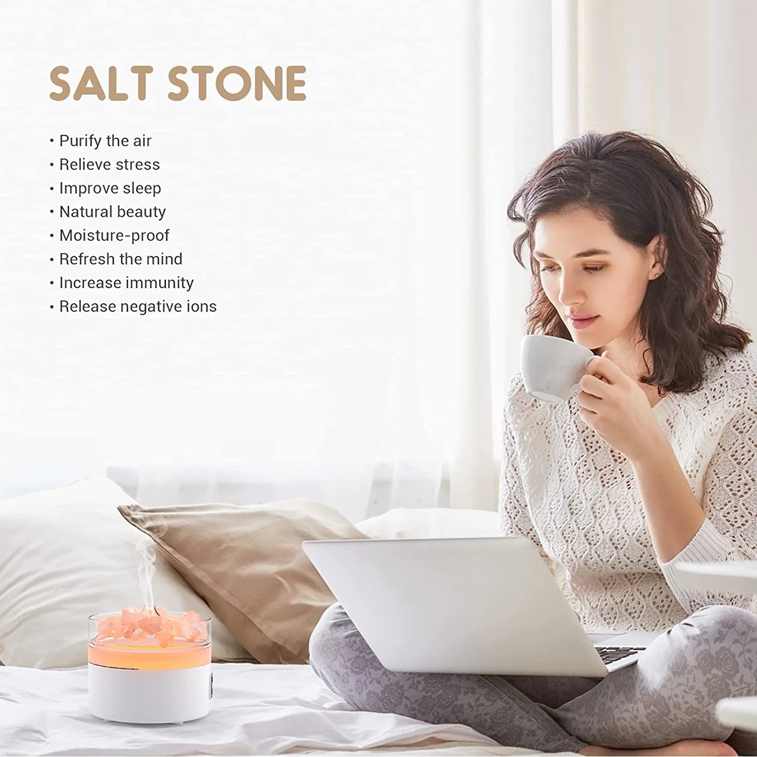 220ml Ultrasonic Humidifer and Aroma Oil Diffuser with Essential Salts & Night Light