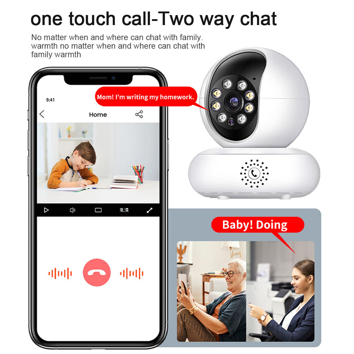 Full HD 360° Dual Band Panoramic Security Camera with Motion Detection, Night Vision & Two-Way Calling