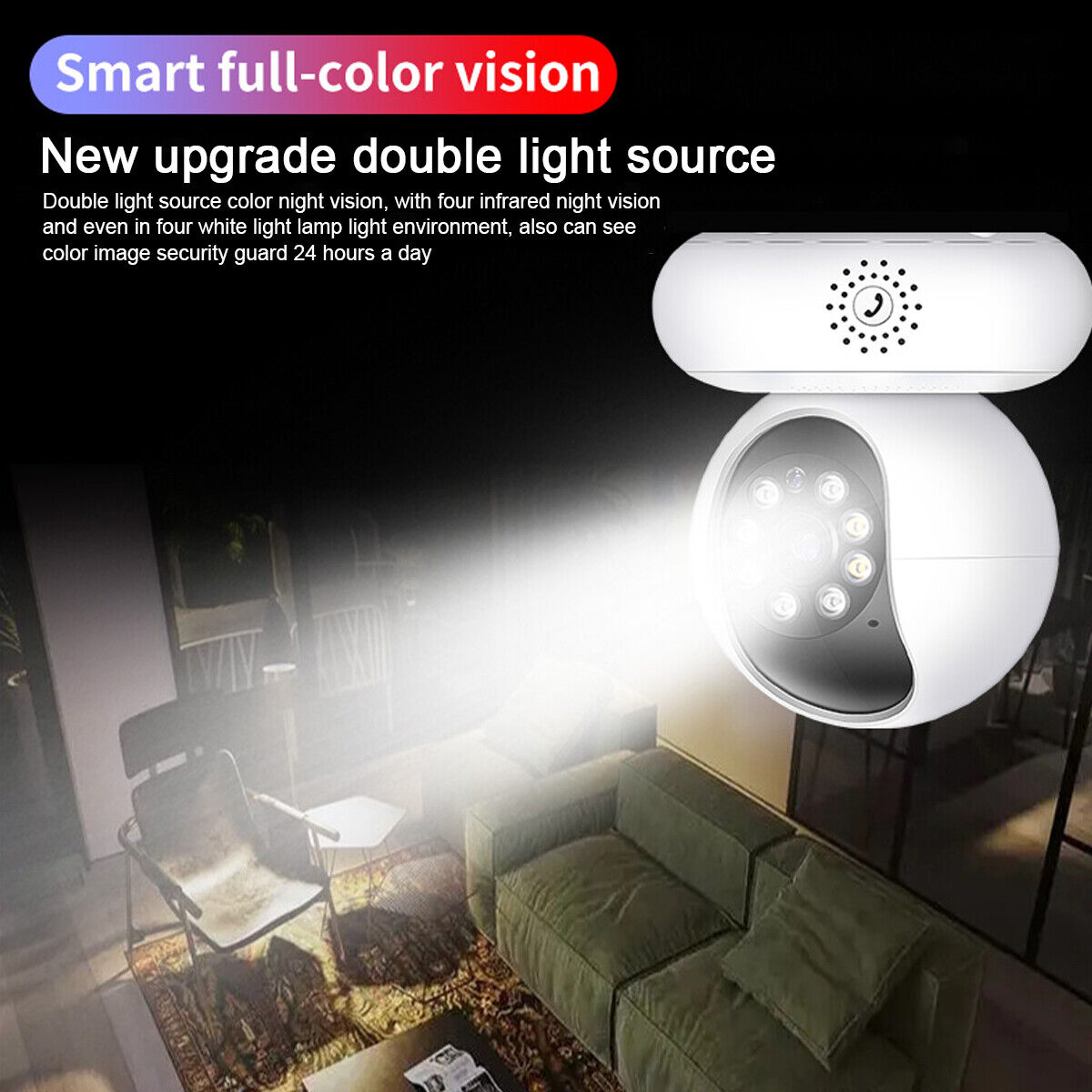 Full HD 360° Dual Band Panoramic Security Camera with Motion Detection, Night Vision & Two-Way Calling