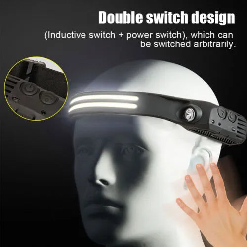 Adjustable LED Rechargeable Headlight Torch Flashlight Headband Strap